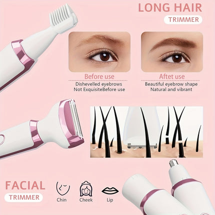 4 In 1 Womens Epilator Bikini Trimmer USB Rechargeable