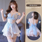 Deep V Waist-tight See-through Pearlescent Soft Yarn Cute Uniform