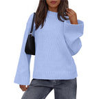 Casual Round Neck Solid Color Knitted Sweaters Women's Clothing