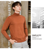 Men's Autumn Winter Sweater Solid Color Turtleneck Pullover