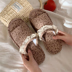 Home Style Vintage Floral One Word Four Seasons Universal Cotton Slippers Female
