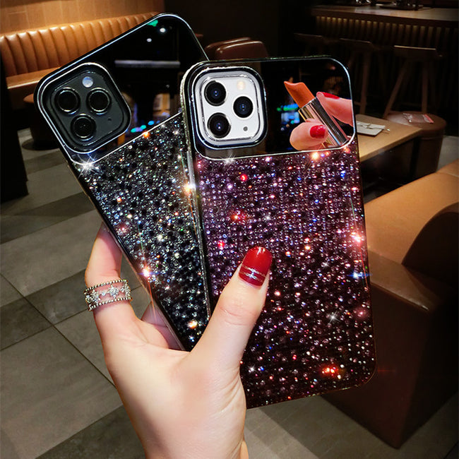 European And American Punk Gradient Rhinestone Makeup Mirror Phone Case Hover Image