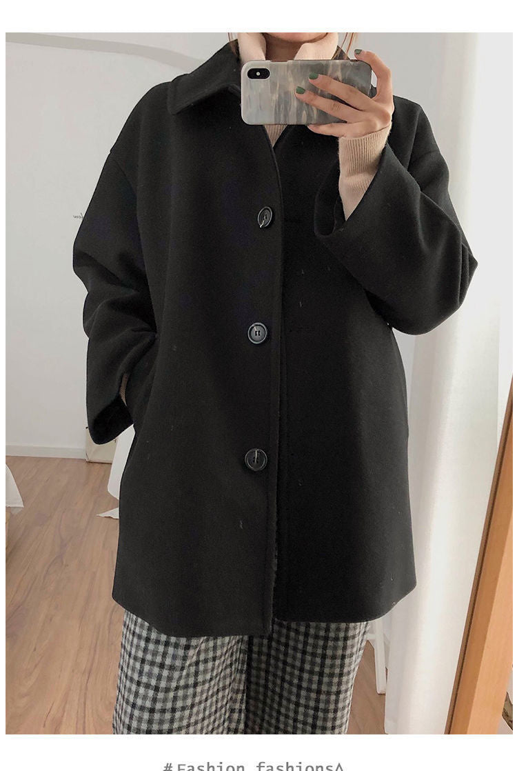 Women's Overcoat Korean-style Loose Mid-length Small