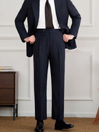 Italian Retro Men's Neapolitan Stripes High-waisted Trousers