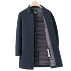 Mid-length Cotton-padded Coat Men's Fleece-lined Windproof Coat