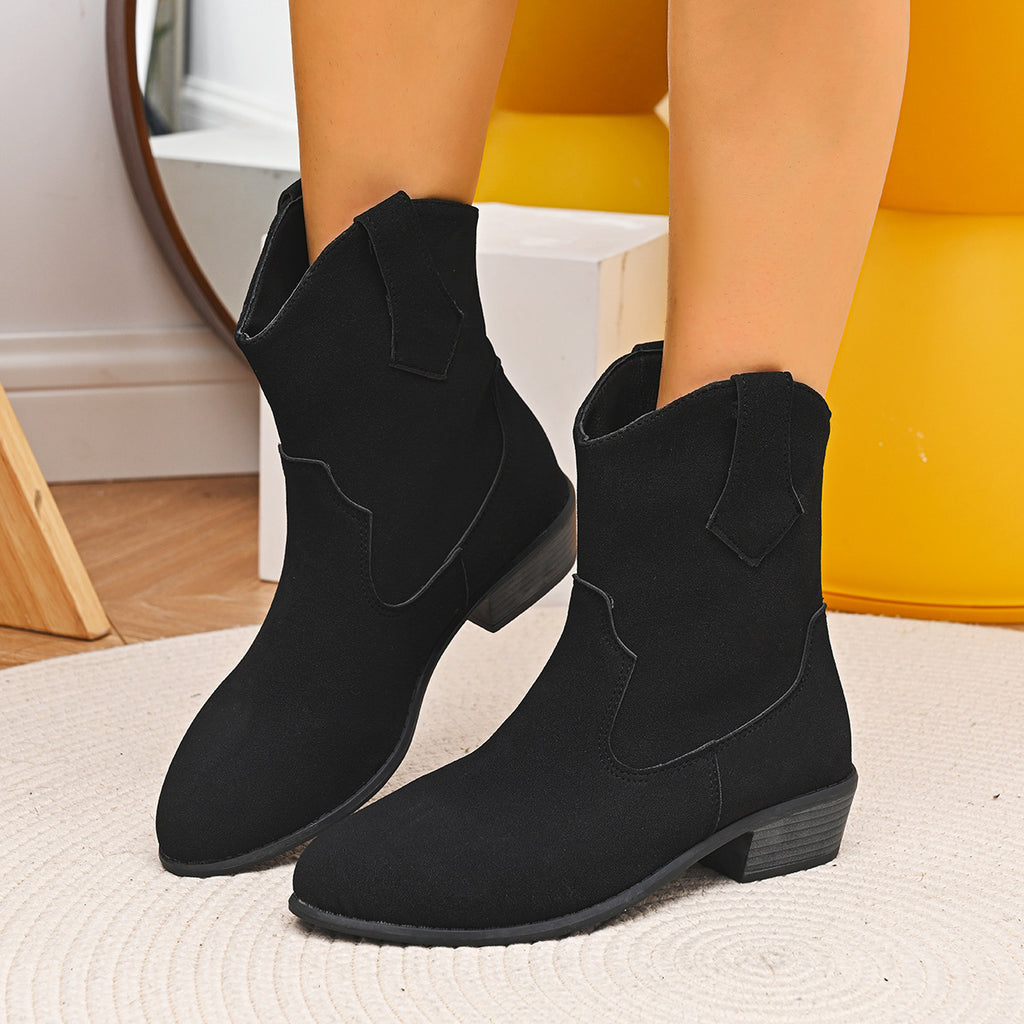 New Pointed British Style Mid Heel Boots