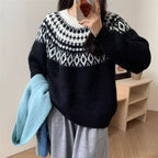 New Round Neck Loose Slimming Christmas Style Knitwear Top