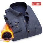 Autumn And Winter Warm Shirt Men's Long Sleeve Middle-aged Fleece Lined Padded Shirt