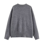Women's solid color fashionable simple and versatile ribbed knit sweater