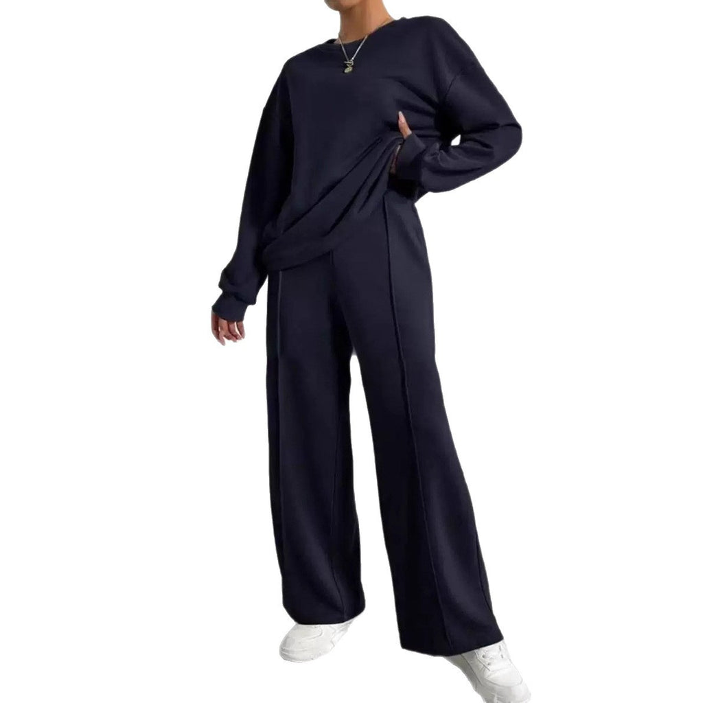 Women's Round Neck Long-sleeved Trousers Temperament Twinset