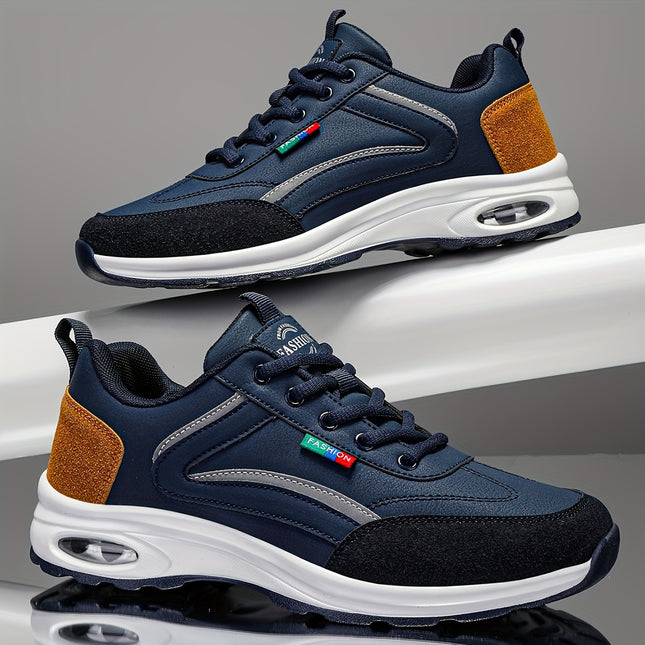 AOPLUS Mens Low Top Casual Sneakers Black White Contrast
