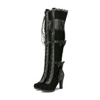 Women's High Heel Lace Strap Boots