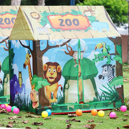 Green Forest Safari Playhouse With Animal Illustrations