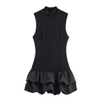 Women's Simple Stitching Lace Short Dress