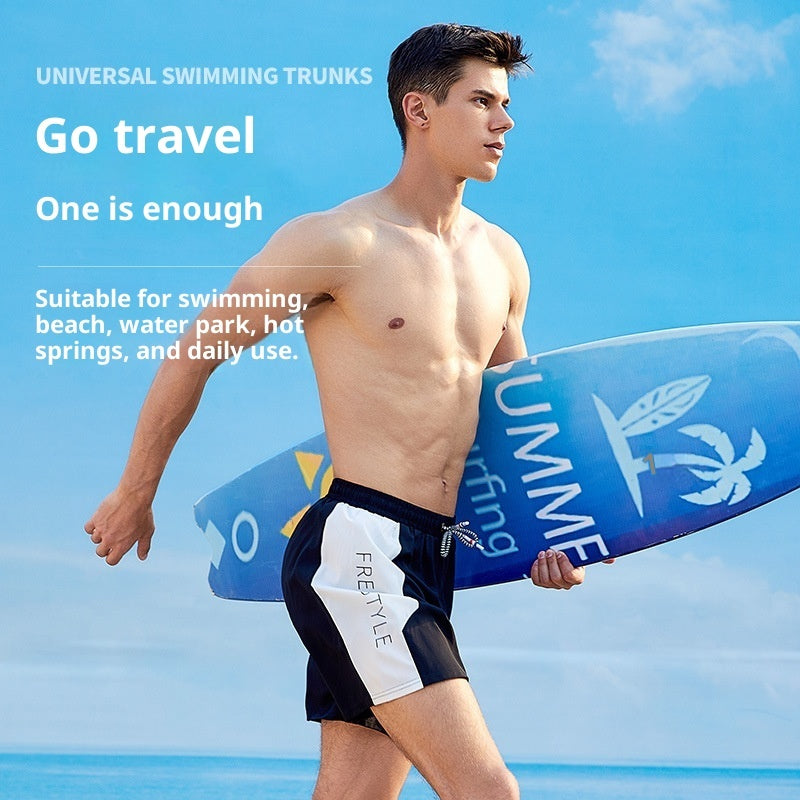 Polyester Men's Anti-embarrassment Comfortable Loose Large Size Five-point Beach Pants Quick-drying Can Be Washed