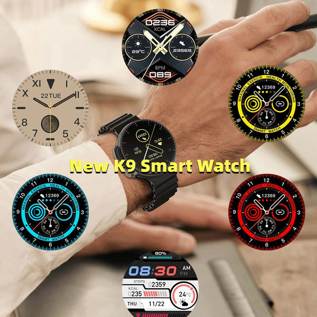 New K9 Smart Watch 1.39 Round Screen Encoder True Screw Clip Wireless Charging NFC Offline And Payment Function Main Image