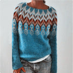 Women's Fashion Round Neck Multicolor Loose Leisure Pullover Knitwear Sweater
