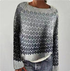 Women's Fashion Round Neck Multicolor Loose Leisure Pullover Knitwear Sweater