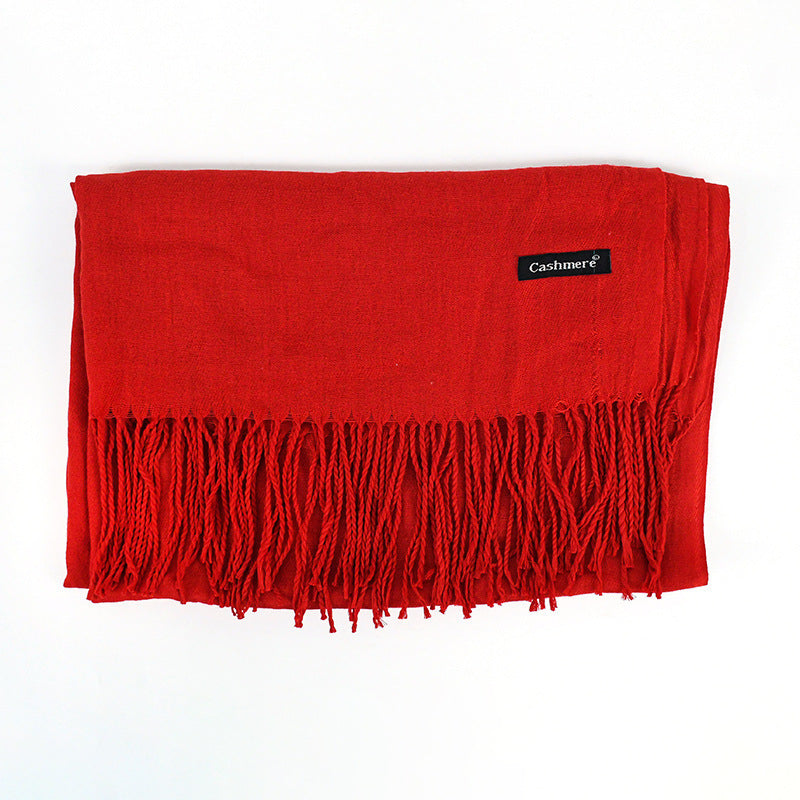Women's Solid Color Scarf Tassel Scarf