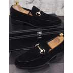 Men's Breathable Genuine Leather Slip-on Trendy Beanie Shoes Light Luxury Suede Leather Lazy Shoes