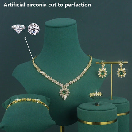 18K Gold Plated Luxury Geometric Bridal Necklace Zirconia