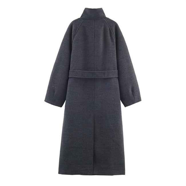 Women's Stand Collar Belt Overcoat Coat Main Image