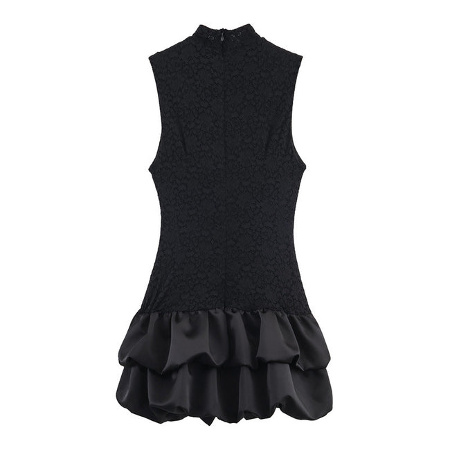 Women's Simple Stitching Lace Short Dress Main Image