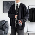 Simple V-neck Loose And Lazy Style Solid Color Sweater