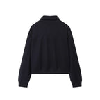 Women's Navy Blue Turn-down Collar Coat