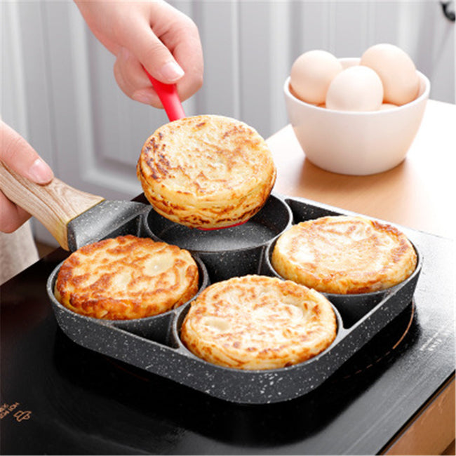 Multi Functional 4 Hole Frying Pan Non Stick Breakfast Burger Egg Pancake Maker Medical Stone Four Hole Omelet Pan Main Image