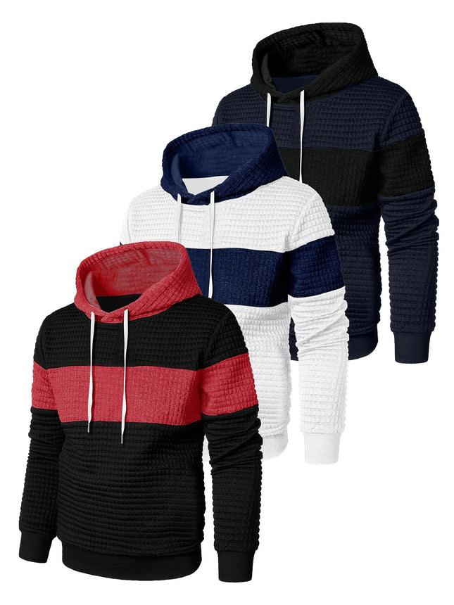 3 Pack Mens Sports Hoodies Hooded Pullover ColorBlock