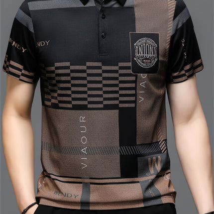 Men's Short Sleeve Polo Geometric Pattern Vacation Print