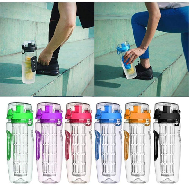 32Oz Fruit Infusing Infuser Water Bottle Water Fruit Bottle BPA Free Plastic Sport Fruit Infuser Water Bottles With Infuser Juice Shaker Drink Bottle Of Water Hover Image