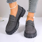 New Chunky Heel Platform British Style Leather Shoes Women
