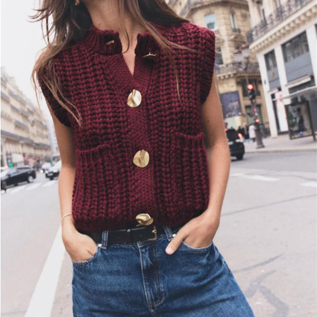 Women's Button Thick Knitted Short Cardigan Hover Image