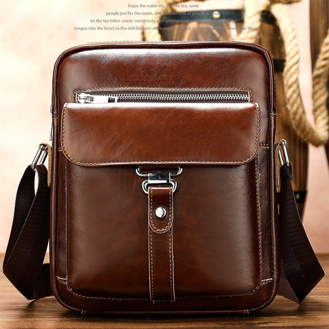 Men's Leather Messenger Bag Vintage Casual First Layer Cowhide Hover Image