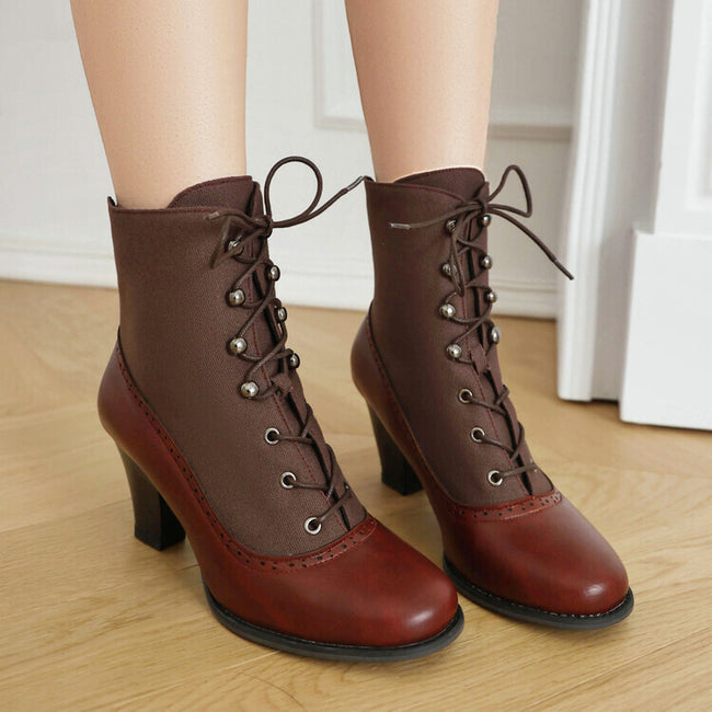 Retro British Style Cone-shaped Heel Martin Boots Main Image