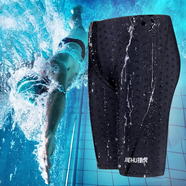 Men's Five-point Anti-embarrassment Swimming Trunks Shark Skin Quick-drying Tight Training Swimming Trunks Hover Image