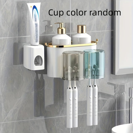 Wall Mounted Toothbrush Holder Mouthwash Cup No Drilling