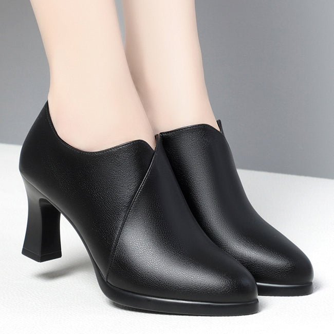 Soft Leather Deep Mouth Pumps Shoes Hover Image