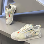 Fashion Soft Bottom Low-top Fabric Leather Stitching Breathable Personality Casual Shoes