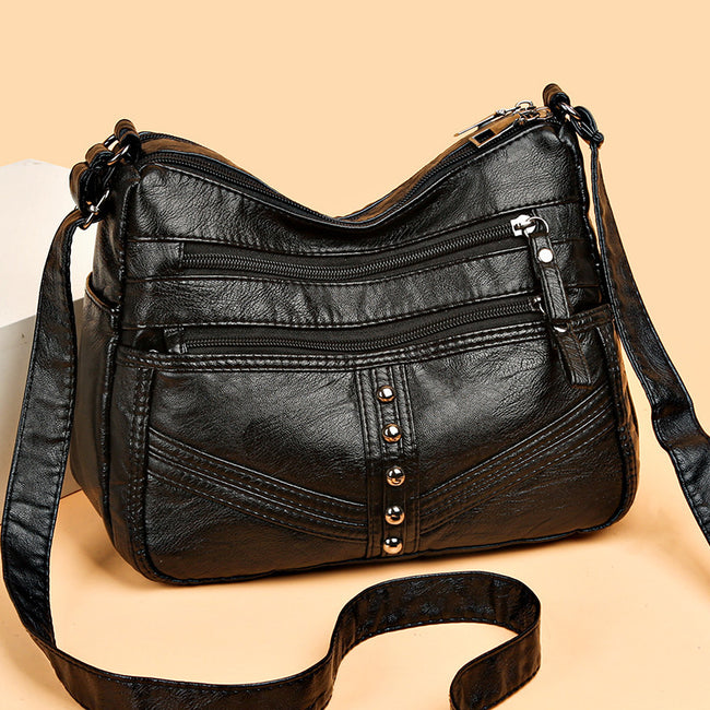 Ladies New High-grade Soft Leather Messenger Bag Vintage Leather Hover Image