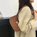 Solid Color Corduroy Butterfly Large Capacity Shoulder Bag