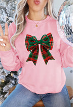 Plaid Bow Christmas Vibe Print Sweatshirt