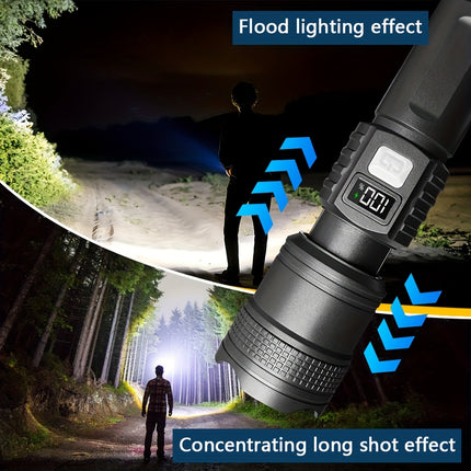 Rechargeable Tactical LED Flashlight 3 Modes Digital Display