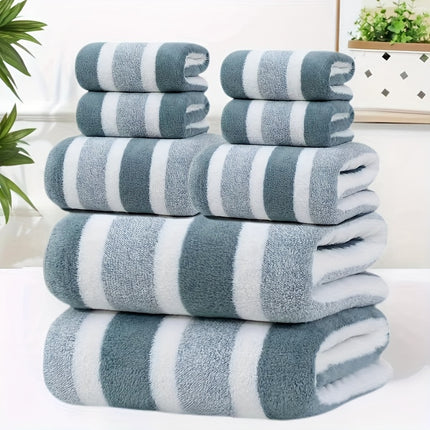 8 Piece Non Shedding Ultra Soft Two Tone Bath Towel Set