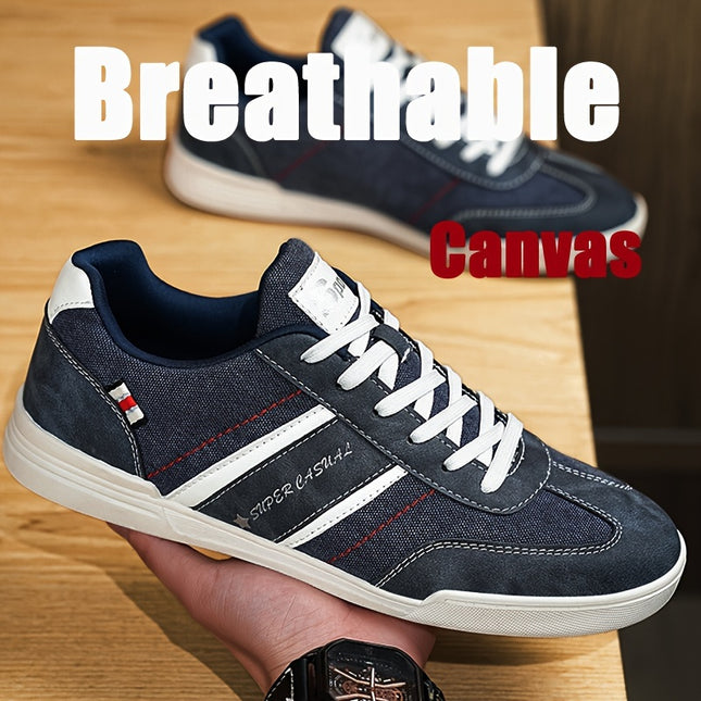 Men's Classic Canvas And PU Lace Up Low Top Casual Shoes
