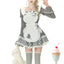 Gray Knitted Top Kitten Embroidered Apron Gray Knitted Cake Dress