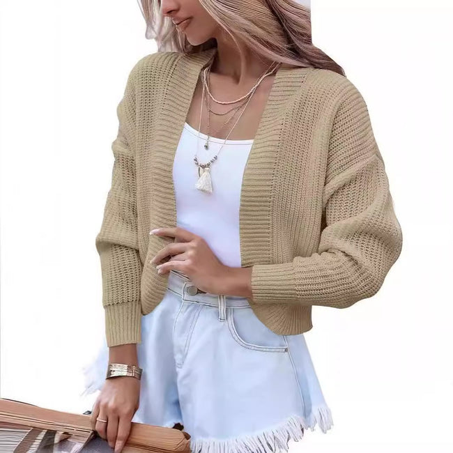 Women's Short Cape Knitted Cardigan Sweater Hover Image
