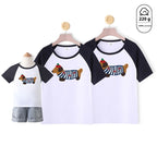 Dog Western Style Mother-daughter Matching Outfit Cotton Short Sleeve Contrast Color Korean Style
